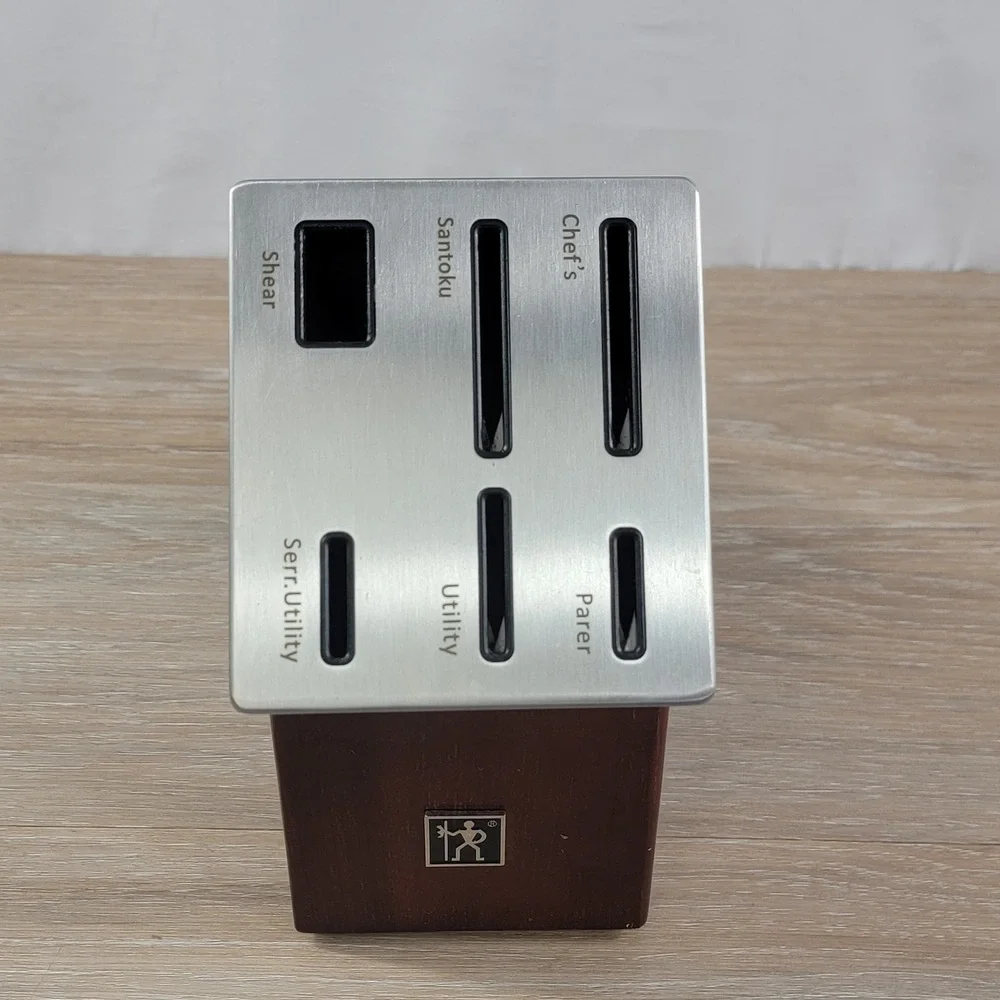 Zwilling J.A. Henckels Knife Block Holder Wooden Stainless Steel 6 Slot - Picture 2 of 7
